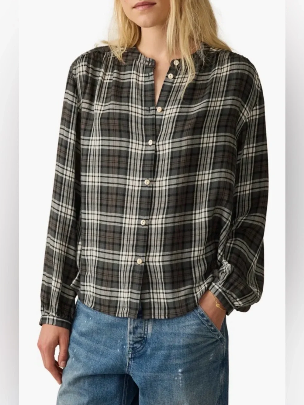 Faherty Drift Plaid Button-Up Shirt in Timberwood Plaid Size S Modal Linen - Picture 1 of 9